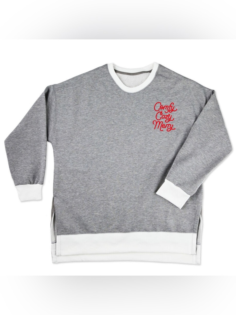 NEW Hallmark Channel Comfy Cozy Merry Gray Sweatshirt Oversized Large Holiday